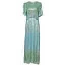 Rixo Venus Sequined Midi Dress in Turquoise Chiffon - Autre Marque