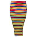 Versace Falda tubo de punto acanalado a rayas en lana multicolor