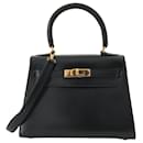 Hermes Kelly 20 bag in black box leather - Hermès
