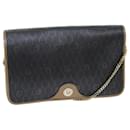 Christian Dior Honeycomb Canvas Shoulder Bag PVC Leather Black Auth ti1731