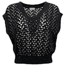 Brunello Cucinelli Black Open Knit Sleeveless Sweater with Sequins - Autre Marque