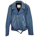 Giubbotto Biker Maje in Pelle Blu