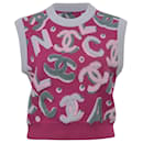 Top in maglia con logo Chanel in cashmere rosa