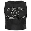 Chanel CC Embellished Crop Top in Black Cotton