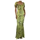 Green and black silk animal printed maxi dress - size UK 10 - Autre Marque