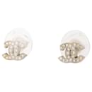 Boucles d'oreilles CC strass argent - Chanel