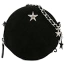 Chanel Cocostellar Round Clutch aus schwarzem Wildleder mit Kette