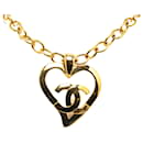 Chanel Gold CC Heart Pendant Necklace
