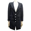 GIACCA LUNGA NEW CHANEL P31042 TAGLIA 34 S IN LANA NERA GIACCA NEW WOOL - Chanel
