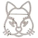 CHANEL CHOUPETTE CAT BROOCH SILVER STRASS + COLLECTOR'S BOX NEW BROOCH - Chanel