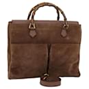 GUCCI Bamboo Hand Bag Suede 2way Brown 002 123 0322 Auth 73613 - Gucci