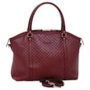 GUCCI Micro GG Canvas Guccissima Hand Bag Leather 2way Red 449657 Auth fm3413