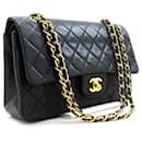CHANEL Classic Double Flap 10" Chain Shoulder Bag Black Lambskin - Chanel