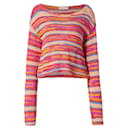 Ramy Brook Pink Multi Striped Cotton Knit Abra Sweater - Autre Marque