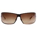 Rahmenlose breite Sonnenbrille in Braun - Versace