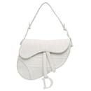 Dior White Embossed Leather Oblique Saddle Bag
