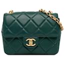Chanel Green CC Quilted Lambskin Single Flap