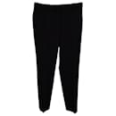 Theory Straight Leg Low Waist Trousers in Black Wool