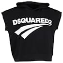 Dsquared2 Sleeveless Hoodie in Black Cotton