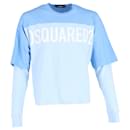 Dsquared2 Langarm-T-Shirt aus hellblauer Baumwolle