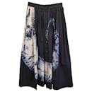Dior Tie-Dye Printed Buttoned Midi Skirt in Navy Blue Cotton