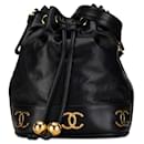 Chanel Triple CC Leather Drawstring Bag Leather Shoulder Bag in Good condition