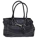 Coach Hand Bag Leather Black Auth am6139