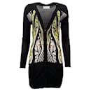 Peter Pilotto Black Silk Cardigan Sweater with Patterned Front - Autre Marque