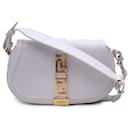 White Leather Greca Goddess Shoulder Bag Handbag - Versace