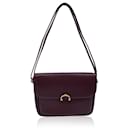 Vintage Burgundy Leather Flap Crossbody Shoulder Bag - Cartier