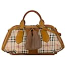 Bolso satchel con borlas a cuadros Haymarket marrón de Burberry