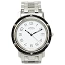 Hermès Silver Quartz Stainless Steel Clipper Watch