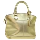 LOUIS VUITTON Suhari Lockit PM Hand Bag Leather Gold All M95433 LV Auth 74004 - Louis Vuitton