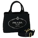 PRADA Canapa PM Hand Bag Canvas 2way Black Auth am6096A - Prada