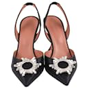 Amina Muaddi Black Begum Crystal Embellished Slingback Pumps