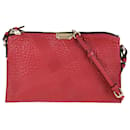 Burberry Red Signature Grain Check Embossed Peyton Crossbody Bag