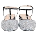 Ballerine G foderate in glitter argento Gucci