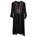 Isabel Marant Clayne Embroidered Dress in Black Silk-Cotton