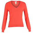 Celine V-Neck Sweater in Orange Cashmere - Céline
