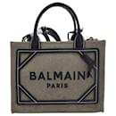 Petit Cabas Balmain B-Army en Toile Verte et Cuir Noir