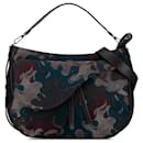 Dior Brown Peter Doig Denim Camouflage Soft Saddle Bag