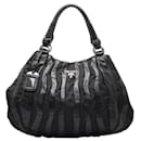 Prada Tessuto & Leather Waves Handbag Leather Handbag BR3994 in Good condition