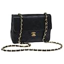 CHANEL Mini Matelasse Chain Shoulder Bag Lamb Skin Black CC Auth am6122A - Chanel