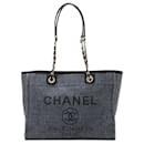 Deauville Small Raffia Tote Bag Navy - Chanel
