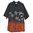Celine Sequin-Embellished Palm Trees Printed Degrade Shirt in Black Viscose - Céline