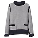 Chanel Two-Tone Turtleneck Sweater in Blue Wool