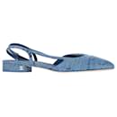 Chanel Slingback Cap Toe Flats in denim blu