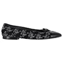 Chanel CC Bow Ballet Flats in Black Tweed and Leather