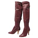 CHANEL SHOES OVER-THE-HEAD BOOTS G25804 36 IN BORDEAUX LEATHER BOOTS SHOES - Chanel