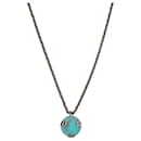 NEW CHRISTIAN DIOR NECKLACE TURQUOISE LOGO PENDANT NECKLACE 71-77 NEW NECKLACE - Christian Dior